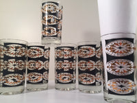 Load image into Gallery viewer, Mid-Century Black and 22-Karat Gold Abstract Glasses (Set of 6)
