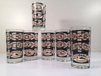 Load image into Gallery viewer, Mid-Century Black and 22-Karat Gold Abstract Glasses (Set of 6)
