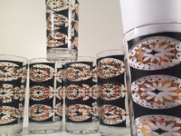 Load image into Gallery viewer, Mid-Century Black and 22-Karat Gold Abstract Glasses (Set of 6)
