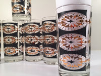 Load image into Gallery viewer, Mid-Century Black and 22-Karat Gold Abstract Glasses (Set of 6)
