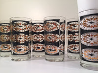 Load image into Gallery viewer, Mid-Century Black and 22-Karat Gold Abstract Glasses (Set of 6)

