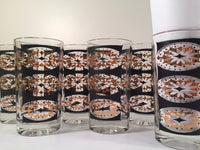 Load image into Gallery viewer, Mid-Century Black and 22-Karat Gold Abstract Glasses (Set of 6)
