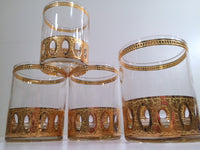 Load image into Gallery viewer, Culver Signed Antigua Mid-Century 22-Karat Gold Double Old Fashion Glasses (Set of 4)
