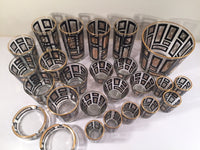 Load image into Gallery viewer, Mid-Century Jeannette Glassware Black and 22-Karat Gold Geometric 25-Piece Bar Set
