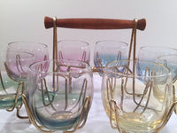 Load image into Gallery viewer, Federal Glass Mid-Century Somewhere Over the Rainbow Roly Poly Bar Set (8 Glasses with Carrier)
