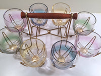 Load image into Gallery viewer, Federal Glass Mid-Century Somewhere Over the Rainbow Roly Poly Bar Set (8 Glasses with Carrier)
