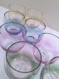 Load image into Gallery viewer, Federal Glass Mid-Century Somewhere Over the Rainbow Roly Poly Bar Set (8 Glasses with Carrier)
