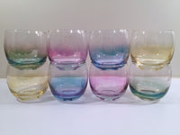 Load image into Gallery viewer, Federal Glass Mid-Century Somewhere Over the Rainbow Roly Poly Bar Set (8 Glasses with Carrier)

