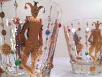 Load image into Gallery viewer, Culver Mid-Century Mardi Gras Jester Double Old Fashion With Jewels Glasses (Set of 4)
