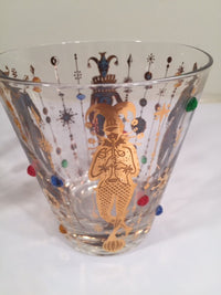 Load image into Gallery viewer, Culver Mid-Century Mardi Gras Jester Double Old Fashion With Jewels Glasses (Set of 4)
