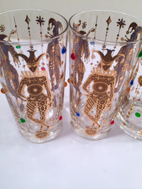 Load image into Gallery viewer, Culver Mid-Century Mardi Gras Jester With Jewels Highball Glasses (Set of 4)
