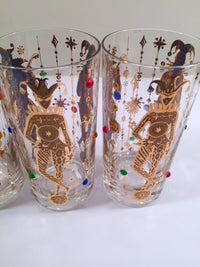 Load image into Gallery viewer, Culver Mid-Century Mardi Gras Jester With Jewels Highball Glasses (Set of 4)
