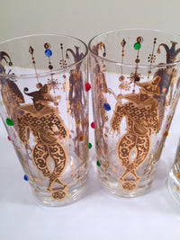 Load image into Gallery viewer, Culver Mid-Century Mardi Gras Jester With Jewels Highball Glasses (Set of 4)
