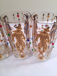 Load image into Gallery viewer, Culver Mid-Century Mardi Gras Jester With Jewels Highball Glasses (Set of 4)
