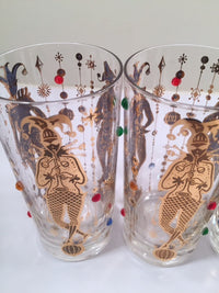 Load image into Gallery viewer, Culver Mid-Century Mardi Gras Jester With Jewels Highball Glasses (Set of 4)

