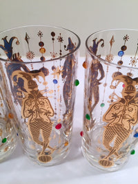 Load image into Gallery viewer, Culver Mid-Century Mardi Gras Jester With Jewels Highball Glasses (Set of 4)
