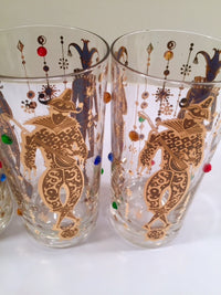 Load image into Gallery viewer, Culver Mid-Century Mardi Gras Jester With Jewels Highball Glasses (Set of 4)
