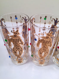 Load image into Gallery viewer, Culver Mid-Century Mardi Gras Jester With Jewels Highball Glasses (Set of 4)
