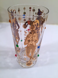 Load image into Gallery viewer, Culver Mid-Century Mardi Gras Jester With Jewels Highball Glass (1)
