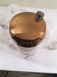 Load image into Gallery viewer, Gay Fad 1950s Court Jester Cocktail Shaker and 8 Single Old Fashioned Glasses Set
