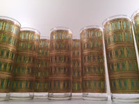 Load image into Gallery viewer, Starlyte Mid-Century Zombie Green and 22-Karat Gold Collin Glasses (Set of 8 in Original Box)
