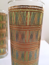 Load image into Gallery viewer, Starlyte Mid-Century Zombie Green and 22-Karat Gold Collin Glasses (Set of 8 in Original Box)
