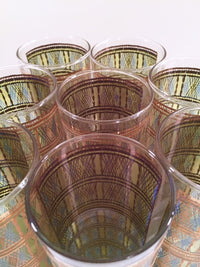 Load image into Gallery viewer, Starlyte Mid-Century Zombie Green and 22-Karat Gold Collin Glasses (Set of 8 in Original Box)
