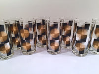 Load image into Gallery viewer, Anchor Hocking - Mid-Century Black Square with 22-Karat Gold Atomic Burst Bar Set  (Set of 24 Glasses)
