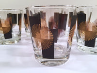 Load image into Gallery viewer, Anchor Hocking - Mid-Century Black Square with 22-Karat Gold Atomic Burst Bar Set  (Set of 24 Glasses)
