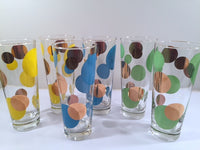 Load image into Gallery viewer, Russel Wright Mid-Century Bright Blue, Green, Yellow &amp; 22-Karat Gold Eclipse Tall Collins Glasses (Set of 6)

