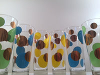 Load image into Gallery viewer, Russel Wright Mid-Century Bright Blue, Green, Yellow &amp; 22-Karat Gold Eclipse Tall Collins Glasses (Set of 6)
