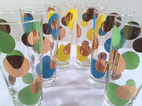 Load image into Gallery viewer, Russel Wright Mid-Century Bright Blue, Green, Yellow &amp; 22-Karat Gold Eclipse Tall Collins Glasses (Set of 6)
