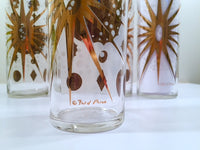 Load image into Gallery viewer, Fred Press - Signed Mid-Century Frosted White &amp; 22-Karat Gold Atomic Starburst Collins Glasses (Set of 4)
