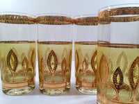 Load image into Gallery viewer, Culver - Signed Mid-Century Fleur De Lis Green &amp; 22-Karat Gold Glasses (Set of 4)

