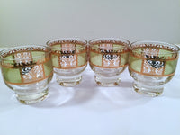 Load image into Gallery viewer, Culver Mid-Century Prada Green &amp; 22-Karat Gold Small Martini - Whisky Glasses (Set of 4)
