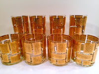 Load image into Gallery viewer, Culver Mid-Century 22-Karat Gold Embossed Rectangular Bar Set (Set of 8 Glasses)
