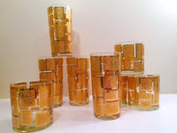 Load image into Gallery viewer, Culver Mid-Century 22-Karat Gold Embossed Rectangular Bar Set (Set of 8 Glasses)
