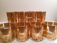 Load image into Gallery viewer, Culver Mid-Century 22-Karat Gold Embossed Rectangular Bar Set (Set of 8 Glasses)
