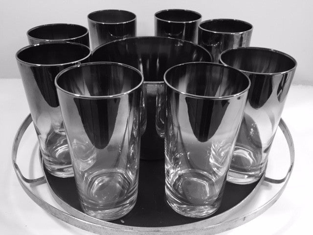 Vitreon Queens Luster - Mid-Century Bar Set with Carrier (7  Glasses, Ice Container and Carrier)