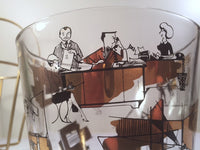 Load image into Gallery viewer, Mid-Century 22-Karat Gold and Black Mad Men Advertising Glass Ice Bucket with Carrier
