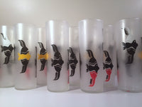 Load image into Gallery viewer, Federal Glass Mid-Century Under the Sea Fish Collins Glasses with Red Carrier (Set of 8 Glasses and Carrier)
