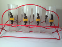 Load image into Gallery viewer, Federal Glass Mid-Century Under the Sea Fish Collins Glasses with Red Carrier (Set of 8 Glasses and Carrier)
