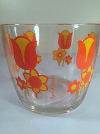Load image into Gallery viewer, Royal Kendall Signed Retro Vintage Orange and Yellow Flower Power Ice Container
