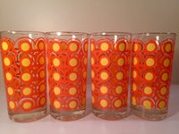 Load image into Gallery viewer, Colony Frolic Groovy Retro Orange &amp; Yellow Circle Glasses (Set of 4)
