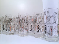 Load image into Gallery viewer, Mid-Century Rare Black &amp; 22-Karat Gold Coin Operation/Vending Machine Vintage Glasses (Set of 8 Glasses)
