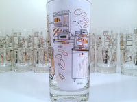 Load image into Gallery viewer, Mid-Century Rare Black &amp; 22-Karat Gold Coin Operation/Vending Machine Vintage Glasses (Set of 8 Glasses)
