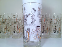 Load image into Gallery viewer, Mid-Century Rare Black &amp; 22-Karat Gold Coin Operation/Vending Machine Vintage Glasses (Set of 8 Glasses)
