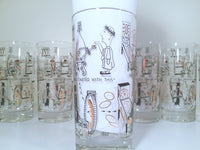 Load image into Gallery viewer, Mid-Century Rare Black &amp; 22-Karat Gold Coin Operation/Vending Machine Vintage Glasses (Set of 8 Glasses)
