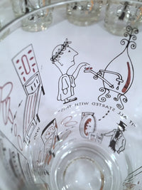 Load image into Gallery viewer, Mid-Century Rare Black &amp; 22-Karat Gold Coin Operation/Vending Machine Vintage Glasses (Set of 8 Glasses)
