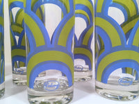 Load image into Gallery viewer, Colony Signed Blue and Green Retro Swirl Tall Collins Glasses (Set of 8)
